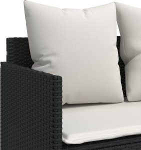 vidaXL 5-cz. zestaw wypoczynkowy do ogrodu, poduszki, czarny rattan PE 6