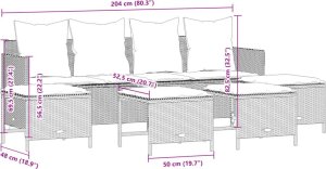 vidaXL 5-cz. zestaw wypoczynkowy do ogrodu, poduszki, czarny rattan PE 7