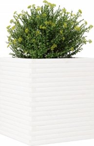 vidaXL Donica ogrodowa, biała, 60x60x68,5 cm, lite drewno sosnowe 4