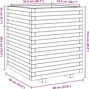 vidaXL Donica ogrodowa, biała, 60x60x72,5 cm, lite drewno sosnowe 10