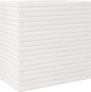 vidaXL Donica ogrodowa, biała, 70x40x68,5 cm, lite drewno sosnowe 7
