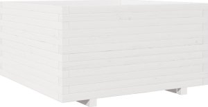 vidaXL Donica ogrodowa, biała, 90x90x49,5 cm, lite drewno sosnowe 7