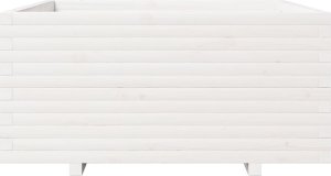 vidaXL Donica ogrodowa, biała, 100x100x49,5 cm, lite drewno sosnowe 5