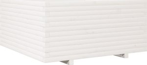 vidaXL Donica ogrodowa, biała, 100x100x49,5 cm, lite drewno sosnowe 7