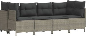 vidaXL 5-cz. zestaw mebli do ogrodu, poduszki, jasnoszary rattan PE 2