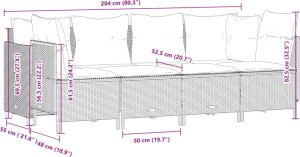 vidaXL 5-cz. zestaw mebli do ogrodu, poduszki, jasnoszary rattan PE 7