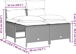 vidaXL 5-cz. zestaw mebli do ogrodu, poduszki, jasnoszary rattan PE 9