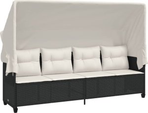 vidaXL 5-cz. zestaw wypoczynkowy do ogrodu, poduszki, czarny rattan PE 3