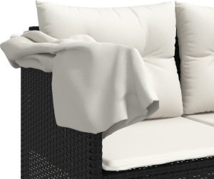 vidaXL 5-cz. zestaw wypoczynkowy do ogrodu, poduszki, czarny rattan PE 6