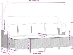 vidaXL 5-cz. zestaw wypoczynkowy do ogrodu, poduszki, czarny rattan PE 7