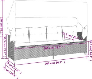 vidaXL 5-cz. zestaw wypoczynkowy do ogrodu, poduszki, czarny rattan PE 9