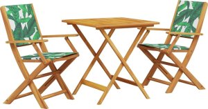 vidaXL 3-cz. zestaw mebli bistro, tkanina w liście i drewno 2