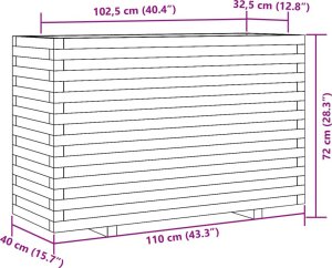 Skrzynia ogrodowa vidaXL Donica ogrodowa, woskowy brąz, 110x40x72 cm, drewno sosnowe 10