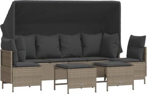 vidaXL 5-cz. zestaw mebli do ogrodu, poduszki, jasnoszary rattan PE 2