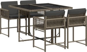 vidaXL 5-cz. zestaw mebli ogrodowych z poduszkami, szary, rattan PE 2