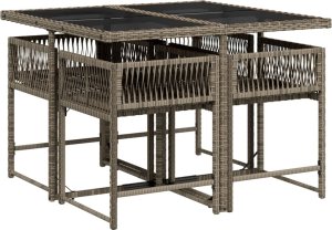 vidaXL 5-cz. zestaw mebli ogrodowych z poduszkami, szary, rattan PE 3