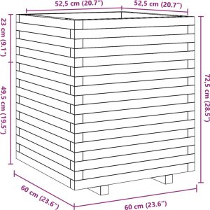 vidaXL Donica ogrodowa, woskowy brąz, 60x60x72,5 cm, drewno sosnowe 10