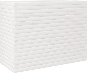 vidaXL Donica ogrodowa, biała, 90x40x68,5 cm, lite drewno sosnowe 2
