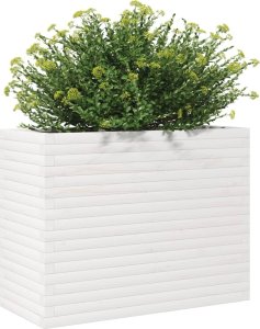 vidaXL Donica ogrodowa, biała, 90x40x68,5 cm, lite drewno sosnowe 4