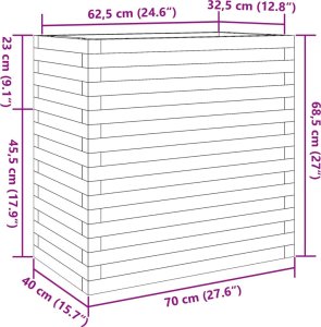 vidaXL Donica ogrodowa, woskowy brąz, 70x40x68,5 cm, drewno sosnowe 10