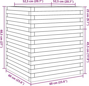 vidaXL Donica ogrodowa, woskowy brąz, 60x60x68,5 cm, drewno sosnowe 10
