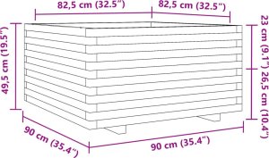vidaXL Donica ogrodowa, woskowy brąz, 90x90x49,5 cm, drewno sosnowe 10