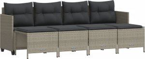 vidaXL 5-cz. zestaw mebli do ogrodu, poduszki, jasnoszary rattan PE 2