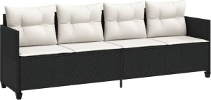 vidaXL 5-cz. zestaw wypoczynkowy do ogrodu, poduszki, czarny rattan PE 3