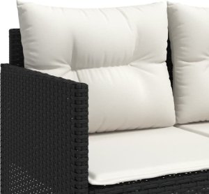 vidaXL 5-cz. zestaw wypoczynkowy do ogrodu, poduszki, czarny rattan PE 6