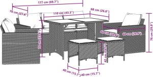 vidaXL 6-cz. zestaw mebli ogrodowych z poduszkami, beżowy, polirattan 10