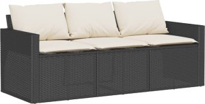 vidaXL 6-cz. zestaw mebli ogrodowych z poduszkami, czarny polirattan 3