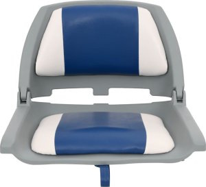 vidaXL Składane siedzisko do łodzi, 2-cz., z niebiesko-białą poduszką 3