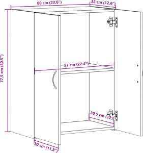 vidaXL Szafka na dokumenty, szary dąb sonoma, 60x32x77,5 cm 10