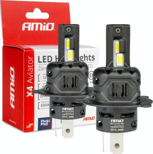 AMiO Żarówki samochodowe led seria x4 aviator h4/h19 6500k canbus amio-03763 1