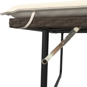 vidaXL Ławka ogrodowa z poduszkami i podnóżkiem, brązowa, polirattan 9