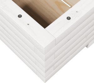 vidaXL Donica ogrodowa, biała, 110x60x26,5 cm, lite drewno sosnowe 8