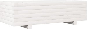 vidaXL Donica ogrodowa, biała, 90x40x26,5 cm, lite drewno sosnowe 2