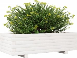 vidaXL Donica ogrodowa, biała, 90x40x26,5 cm, lite drewno sosnowe 4