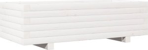 vidaXL Donica ogrodowa, biała, 90x40x26,5 cm, lite drewno sosnowe 7