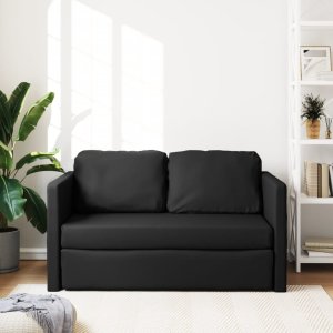 vidaXL Sofa podłogowa 2-w-1, czarna, 112x174x55 cm, sztuczna skóra 3