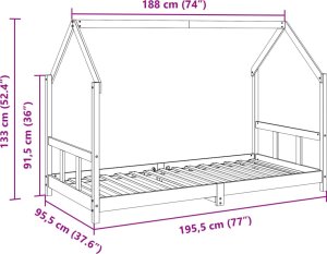 vidaXL Rama łóżka dziecięcego, woskowy brąz, 90x190 cm, drewno sosnowe 11