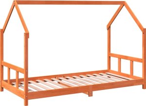 vidaXL Rama łóżka dziecięcego, woskowy brąz, 90x190 cm, drewno sosnowe 2