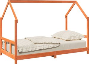 vidaXL Rama łóżka dziecięcego, woskowy brąz, 90x190 cm, drewno sosnowe 4