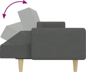vidaXL 2-osobowa kanapa rozkładana z podnóżkiem, ciemnoszara, tkanina 8