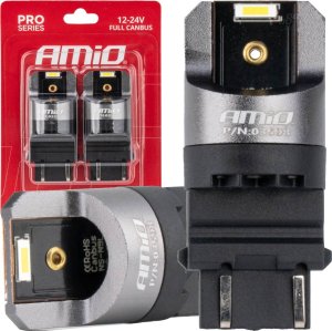 AMiO Żarówki led full canbus pro p27/7w 2x3157 smd białe 12v 24v amio-03598 1