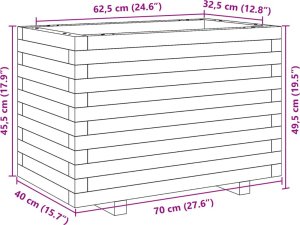vidaXL Donica ogrodowa, woskowy brąz, 70x40x49,5 cm, drewno sosnowe 10
