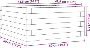 vidaXL Donica ogrodowa, 50x50x23 cm, lite drewno sosnowe 10