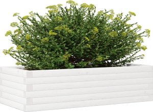 vidaXL Donica ogrodowa, biała, 90x40x23 cm, lite drewno sosnowe 4