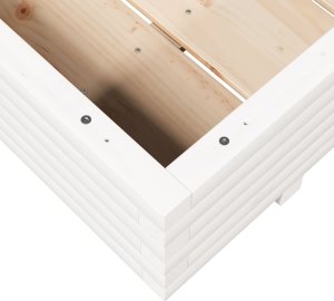 vidaXL Donica ogrodowa, biała, 90x60x26,5 cm, lite drewno sosnowe 8