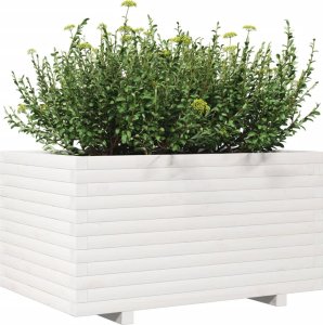 vidaXL Donica ogrodowa, biała, 90x60x49,5 cm, lite drewno sosnowe 4